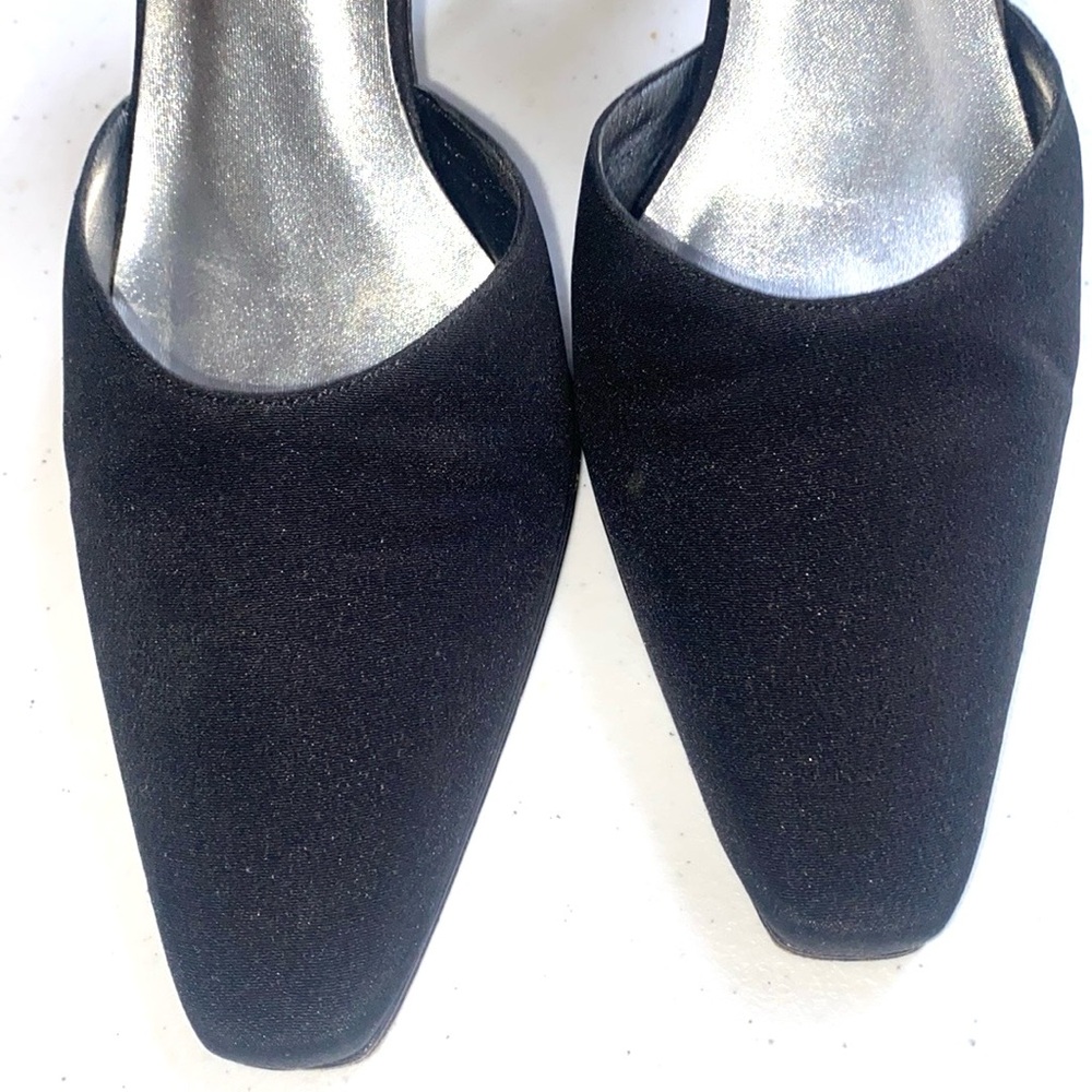 Stuart Weizmann Black Strap Heels, Size 8 - image 4